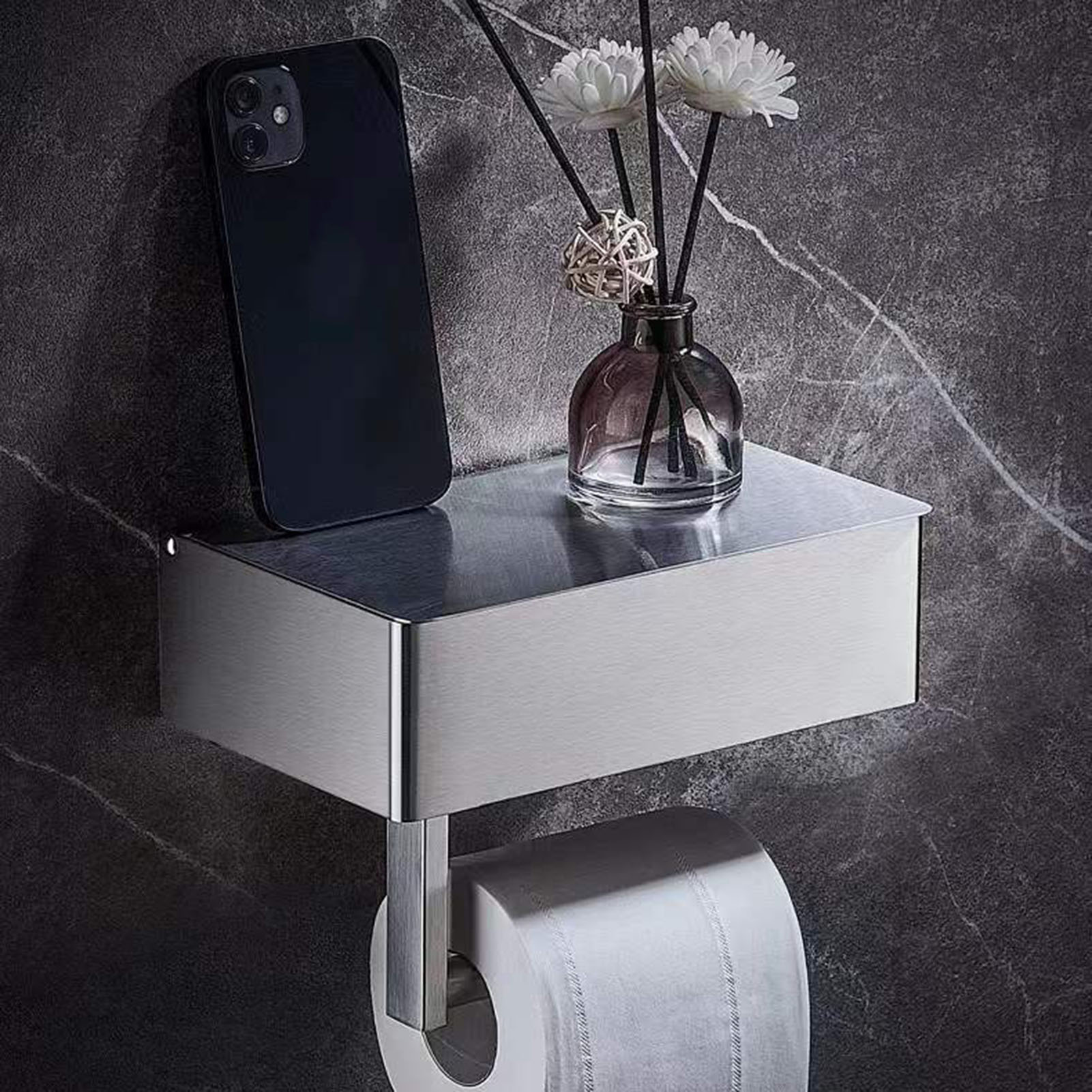 Toilettenpapierhalter zur Wandmontage, wasserdicht, Taschentuchbox aus Edelstahl 304, Spender für Feuchttücher, Taschentuch-Organizer, Serviettenhalter – Detail 7