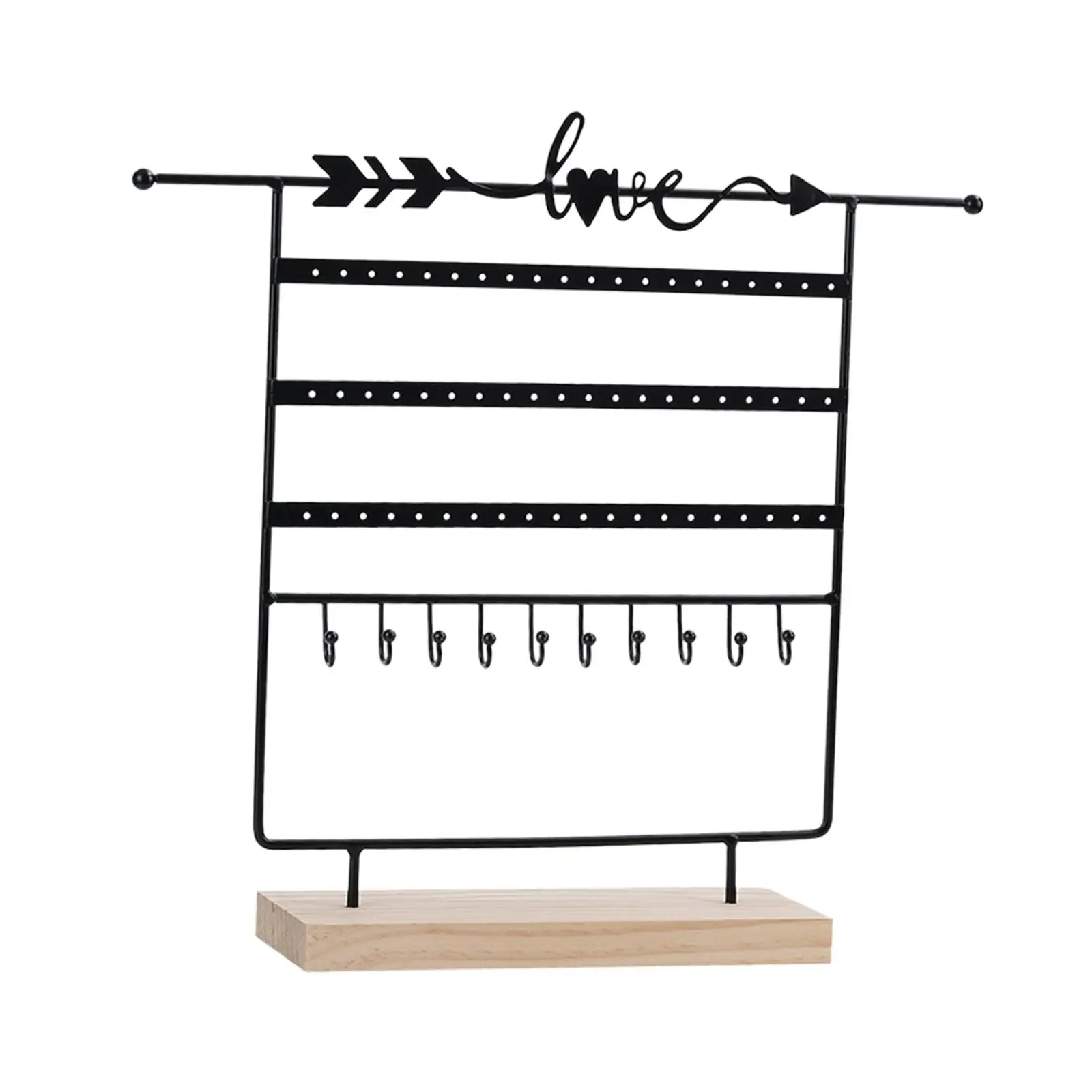 Jewelry Earring Organizer Holder with Wooden Base Decoration for Dresser Bedroom