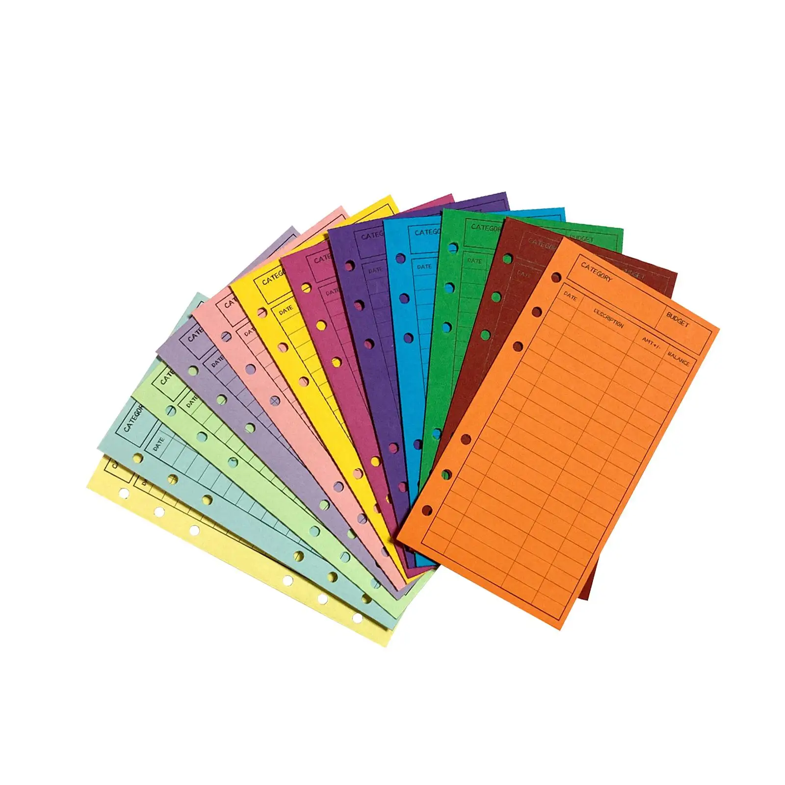 12Pcs Budgeting Envelopes Cardstock Budget Binder Deposit Envelopes with Punch Hole Stylish Cash Envelope System Assorted Colors