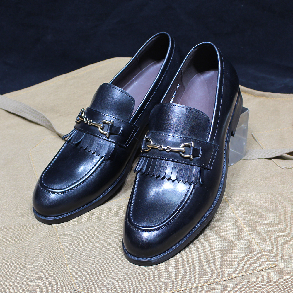 Klassische Herren-Loafer aus echtem Leder mit Quaste, für Hochzeit, Party, Kleid, Schuhe, Metallknopf-Detail, Büro, Freizeitkleidung – Detail 8