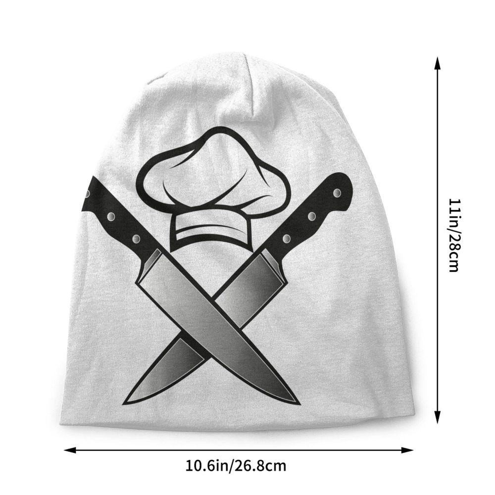 Benutzerdefinierte lustige Kochen Schädel Messer Chef Motorhaube Hut Stricken Hüte Männer Frauen Mode Unisex Erwachsene Winter warme Mützen Kappe – Detail 2