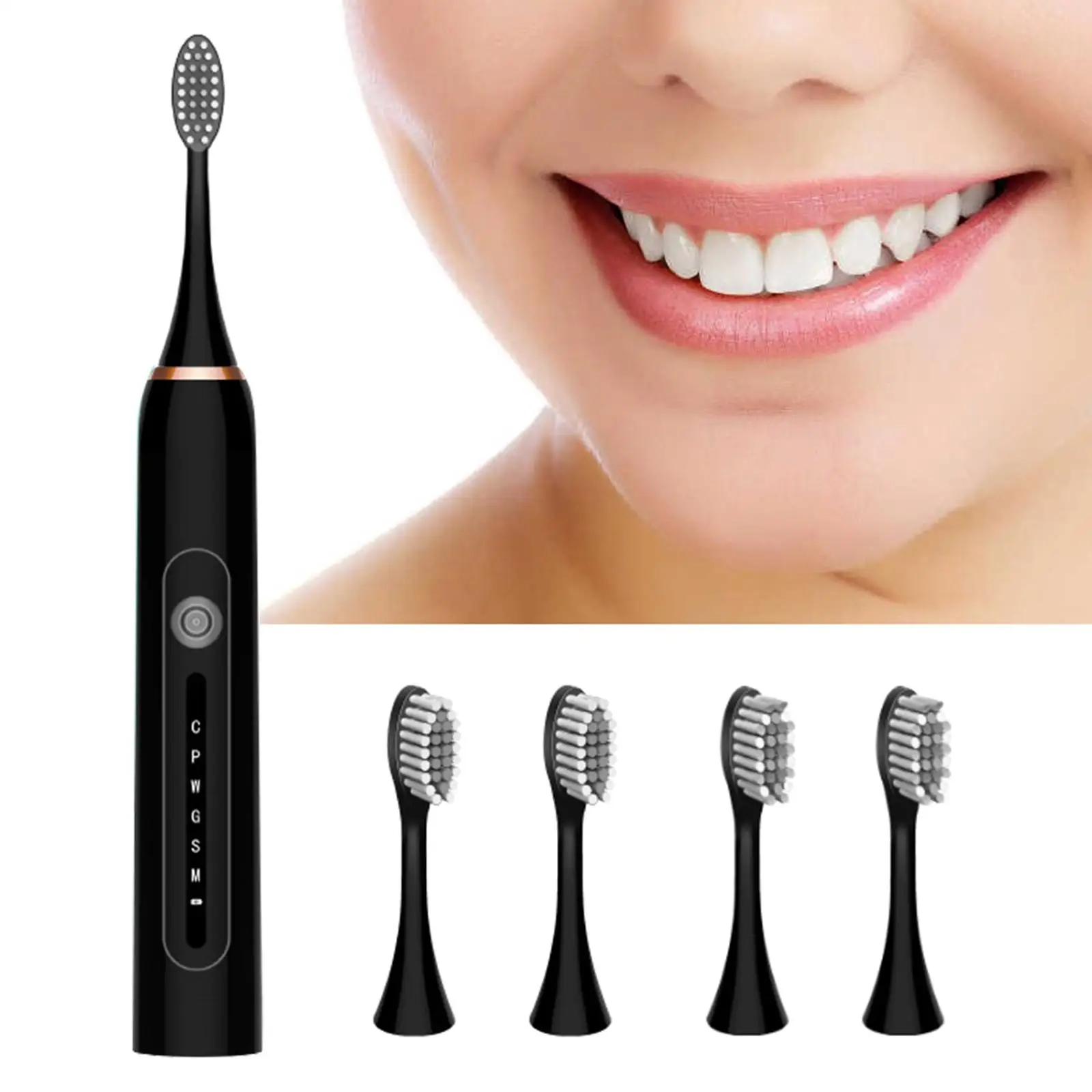 Portable Electric Toothbrush 6 Modes for   Cleaning Couple Kids Adults