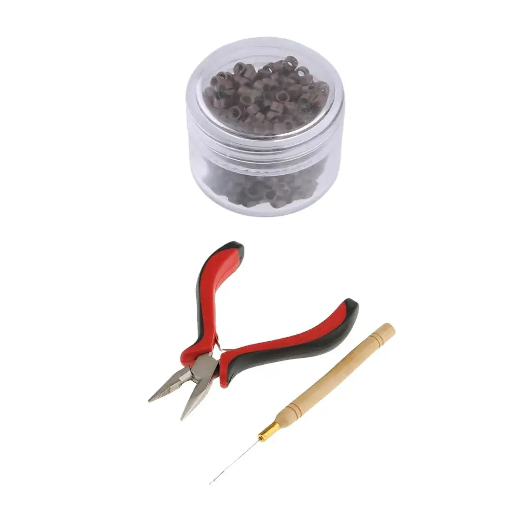 Professional Hair Bun extension Tool Pliers Hook  500pcs 5mm  Beads