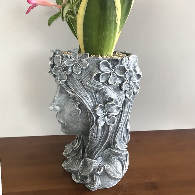 Vaso di fiori vaso in resina dea vasi da fiori testa scultura viso donna vaso  decorazioni per la casa accessori ornamento decorazione da tavolo arte -  AliExpress