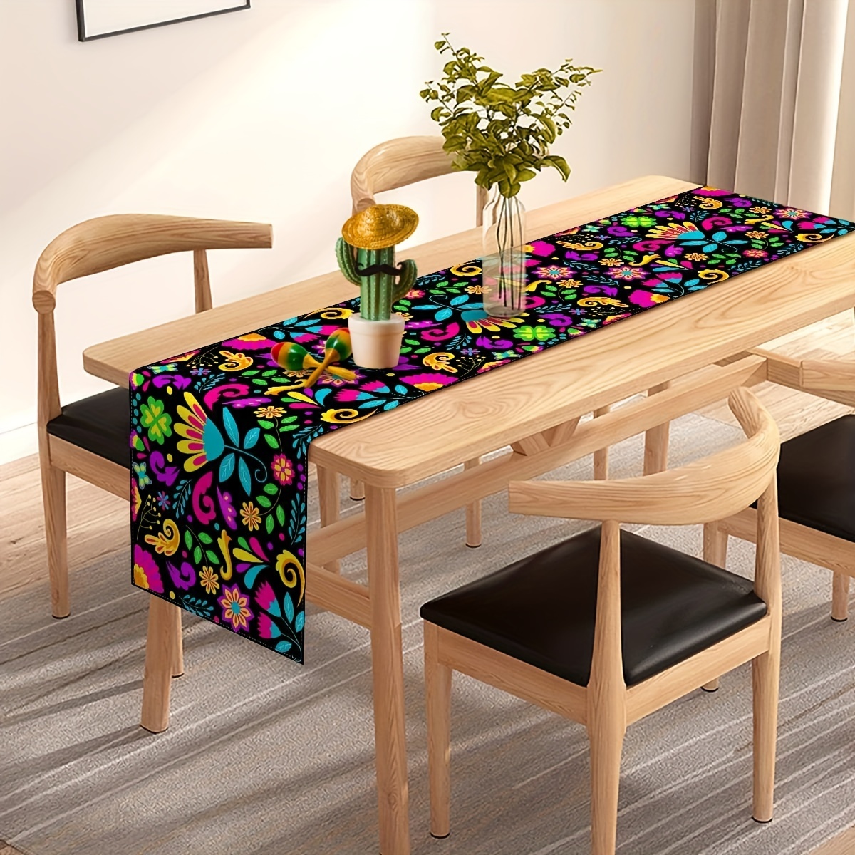 Description Picture 4 of itemMexican Day of The Dead Linen Table Runners Table Decor Washable Dining Table Runners Dia De Los Muertos Dining Decorations