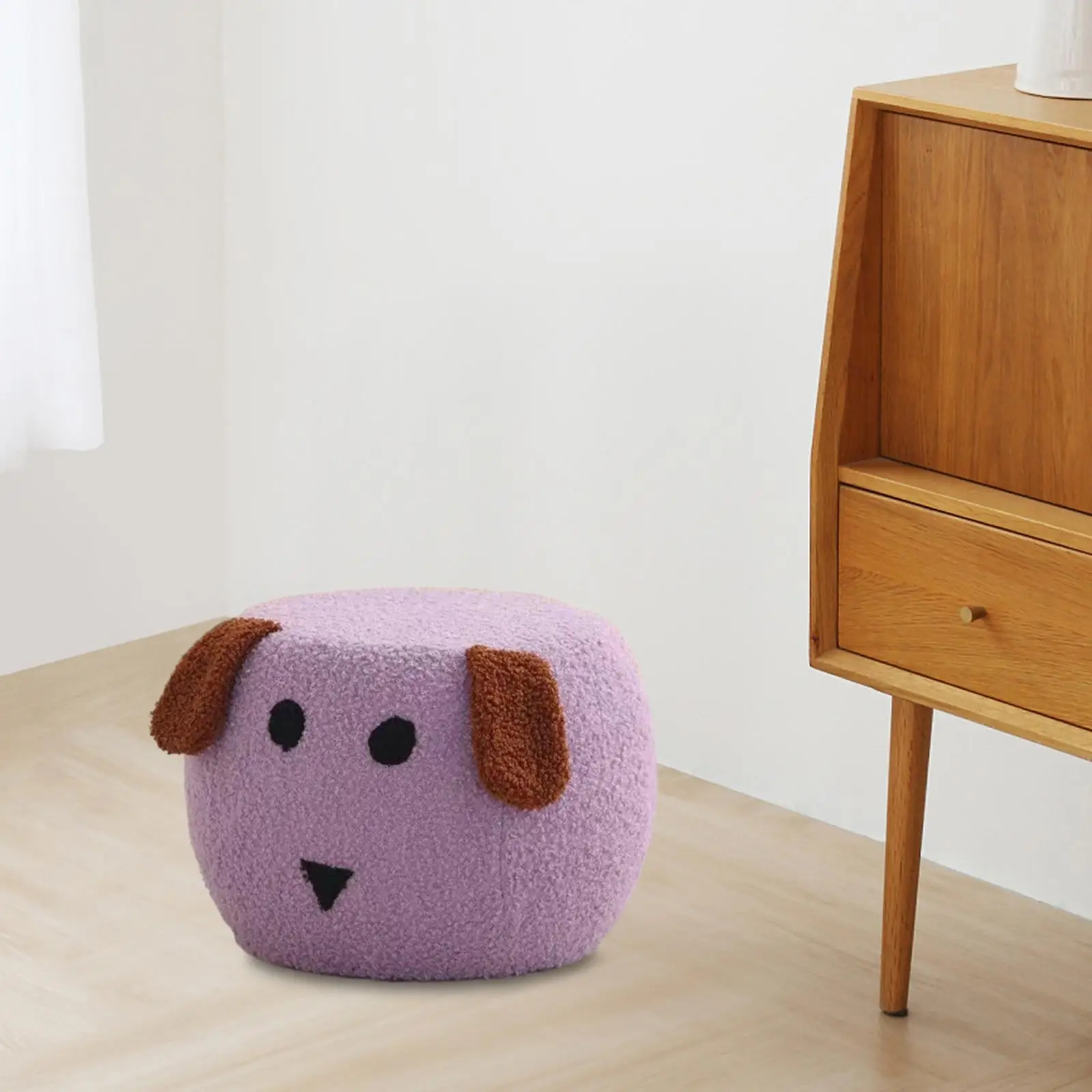 Small Footstool Cute Dog Shape Footrest Stool Creative Stool Padded Seat Ottomans for Living Room Office Home Nursery Bedside