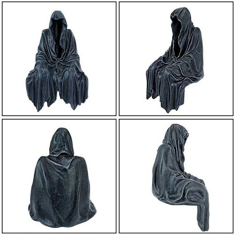 preto grim reaper estátua emocionante robe nightcrawler resina desktop estatueta ornamentos horror fantasma escultura decorações