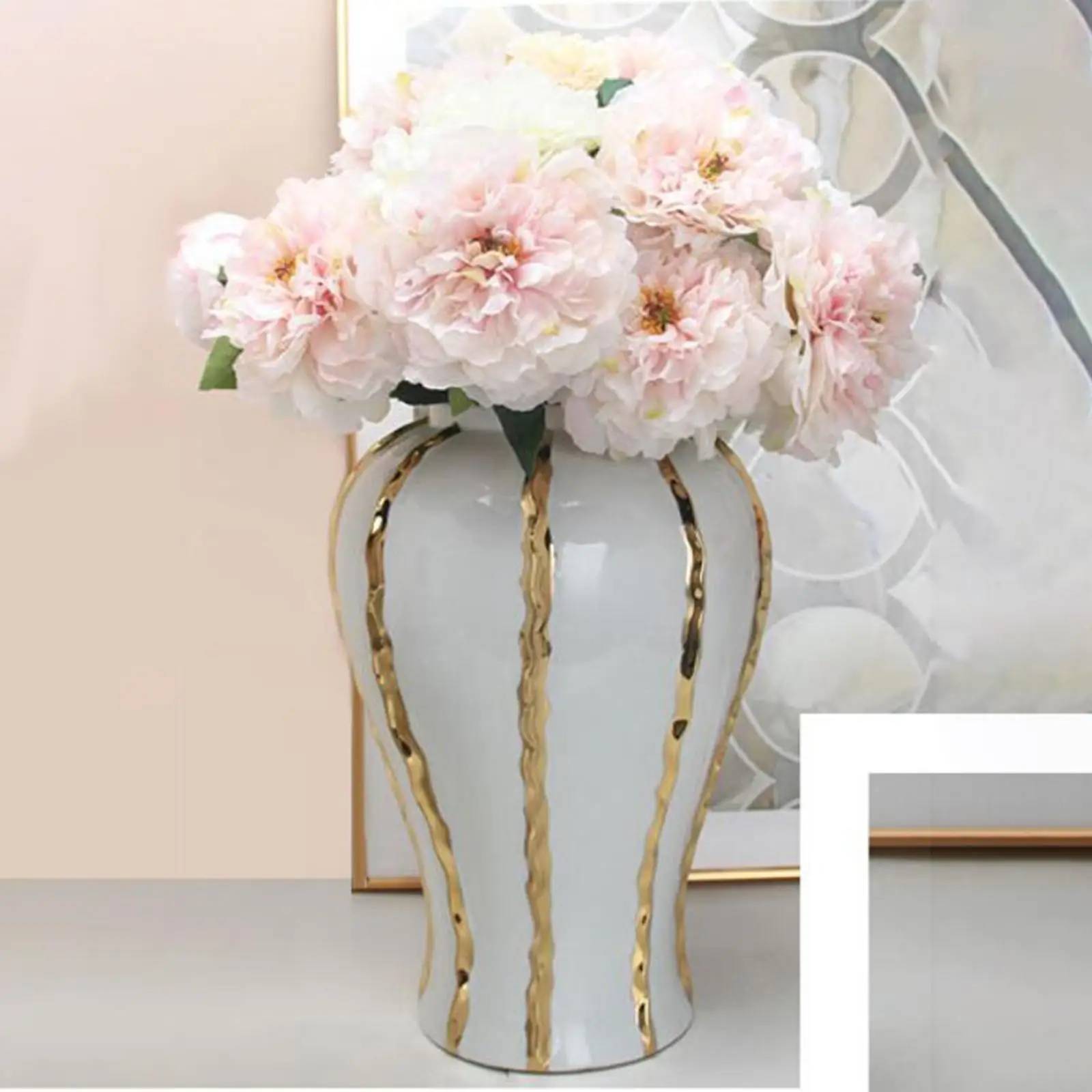Ceramic Vase Chinese Style Porcelain Decorative Display Porcelain Ginger Jar for Bedroom Floral Arrangement Livingroom Office