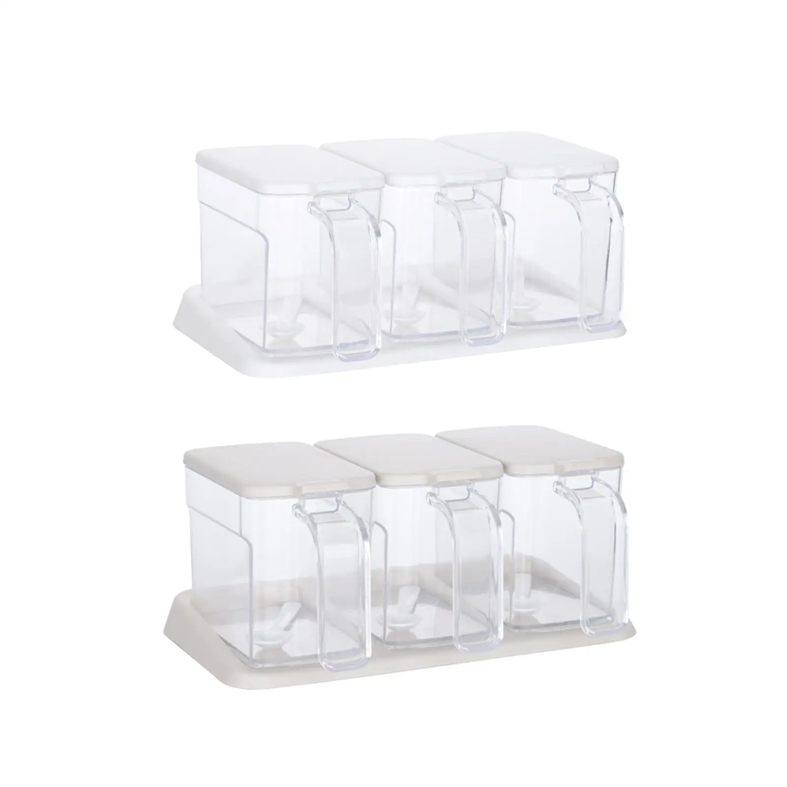 Clear Seasoning Box Removable with Base Seasoning Rack Canister Kitchen Spice Pots Condiments Container for Sugar Salt Spice