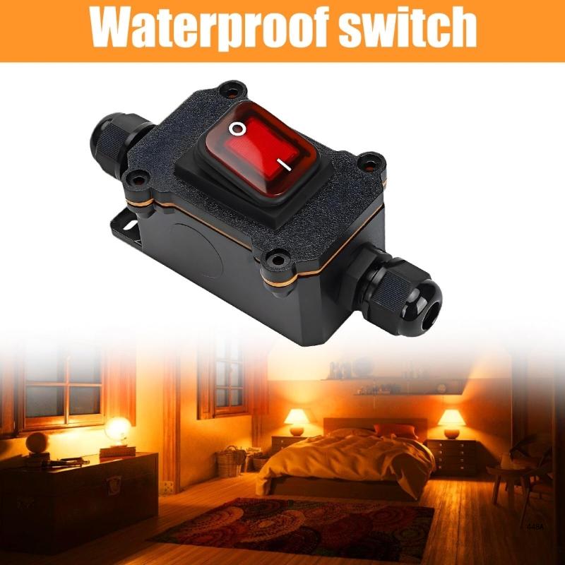 Description Picture 4 of itemNew Inline Cord Switches Waterproof Power Cord Toggle Switches with Red LED Button Heavy Duty Outdoor Device Switches