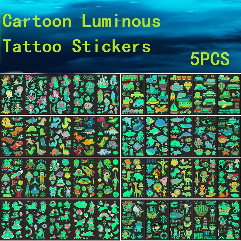 Best of 5PCS New Children&#039;s Cartoon Luminous Tattoo Stickers Glowing Tattoos Body Art Arm Fake Tatoo Temporary Tattoo Woman Waterproof Reviews & Tips