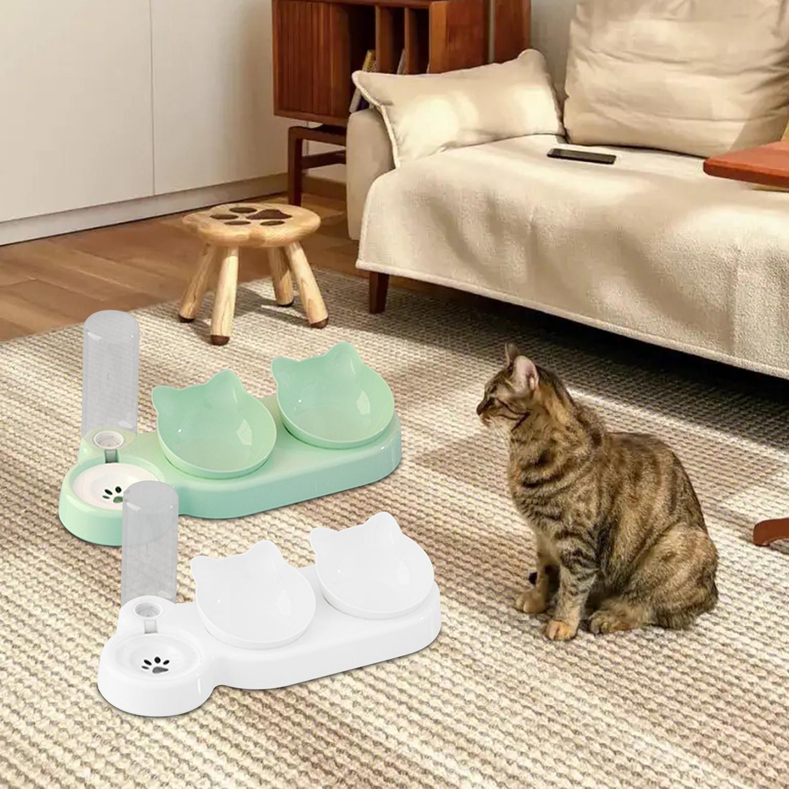 3 in 1 Dog Cat Bowls Water and Food Bowl Set Feeding Bowls for Small or Medium Size Dogs Cats Kitten Pets Supplies Drinking