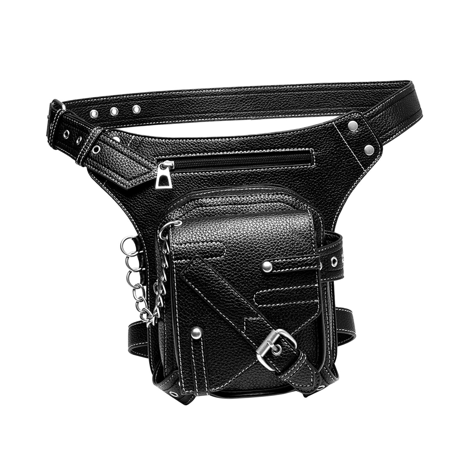 PU Leather Steampunk Waist Bag Fanny Pack Hip/Thigh Bag Outdoor  Running Waterproof Unisex Motorcycle Vintage Shoulder  Bags