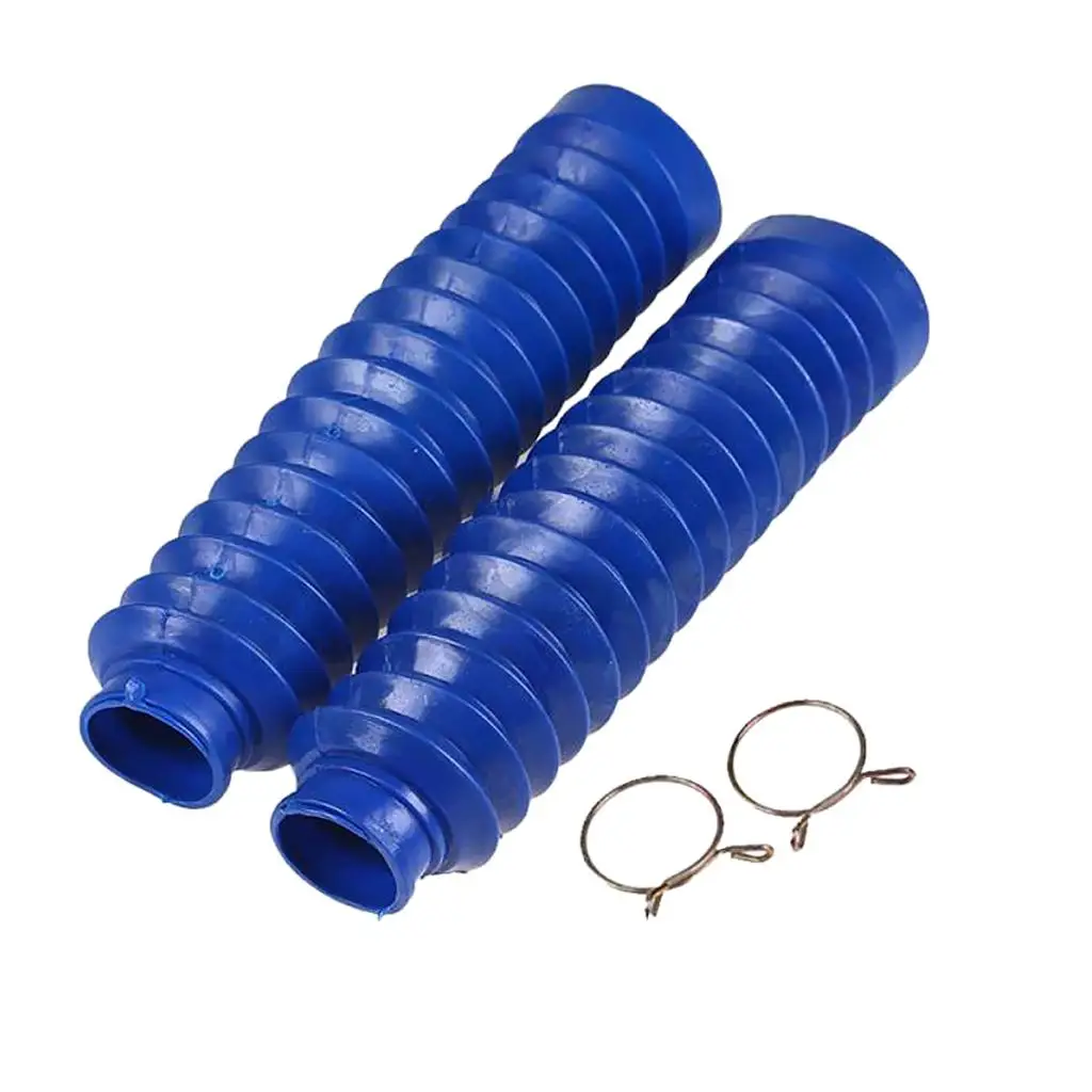 1 Pair 20.5cm Long Motorbike Front Fork Cover Shock Absorber Dust Covers Boots Blue