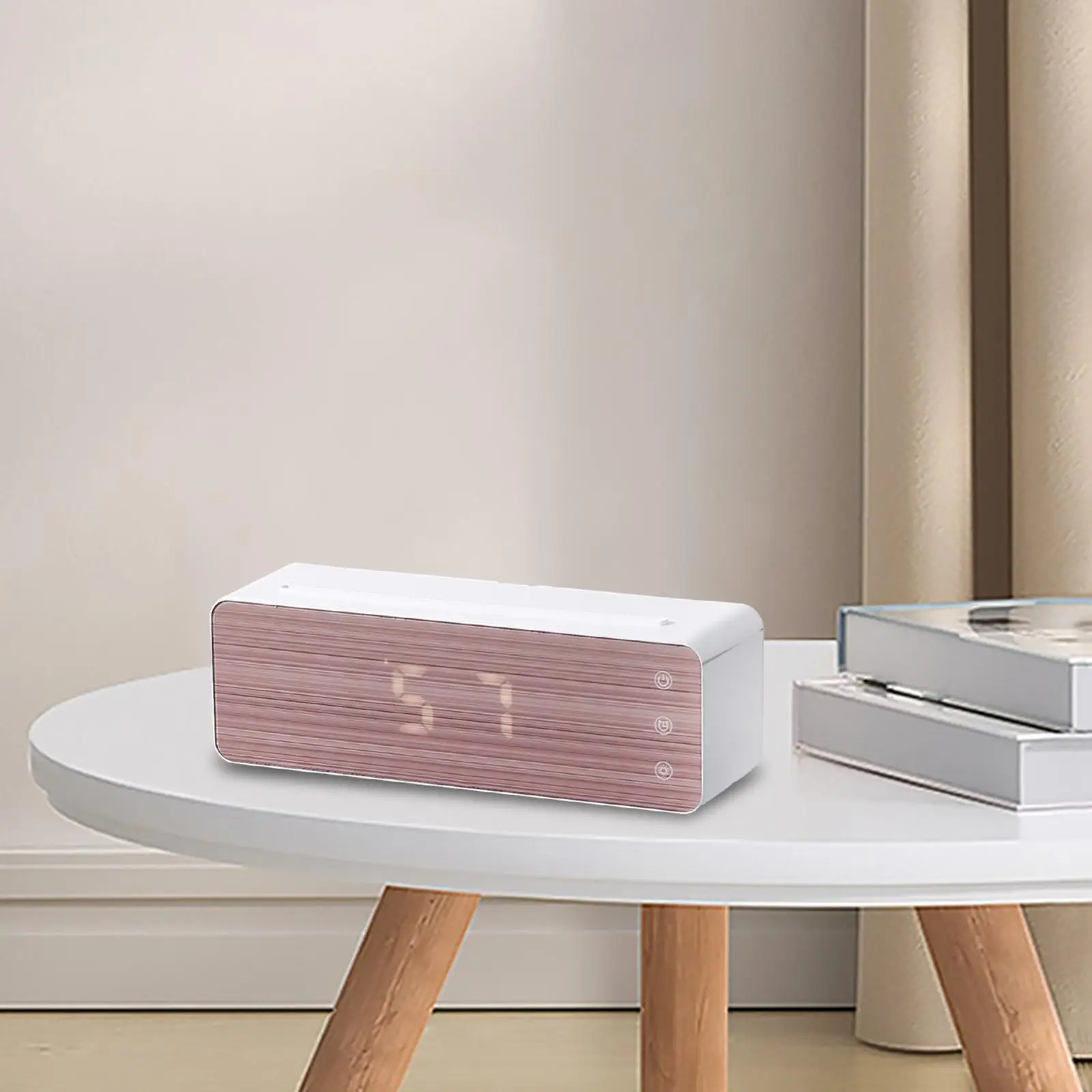 Essential Oil Diffuser Digital Clock Portable Simulated Wood Grain Panel Personal Humidifier for Bedroom Yoga SPA Bathroom Study