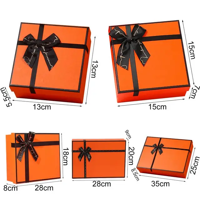 Orange and White gift box cake  Glow birthday party, Gift box