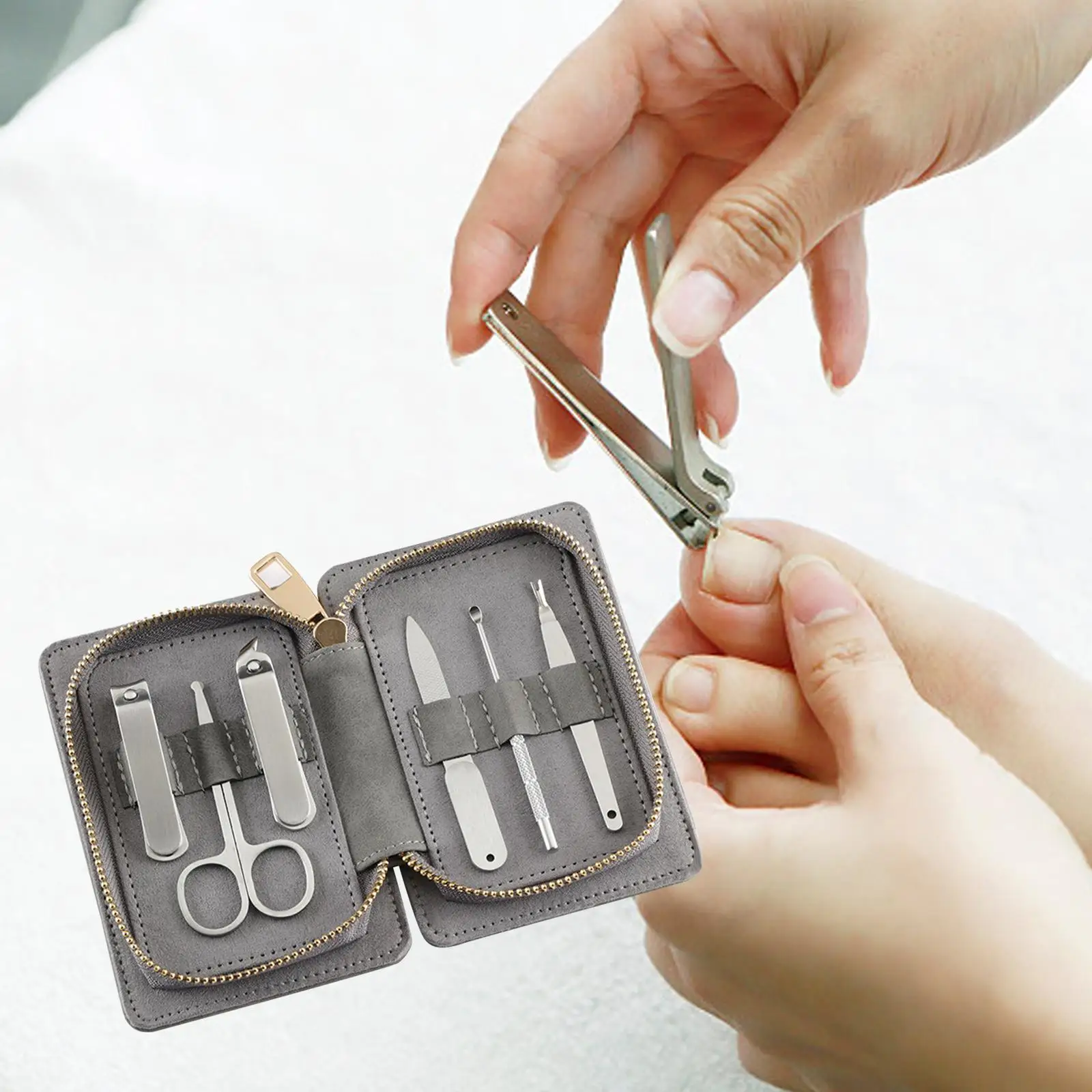 6 Pieces Portable Manicure Set with PU Leather Case Fingernails Toenails for Travel