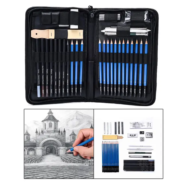 40pcs Art supplies Sketch and Drawing Pencils Set Sketching Art Kit Art