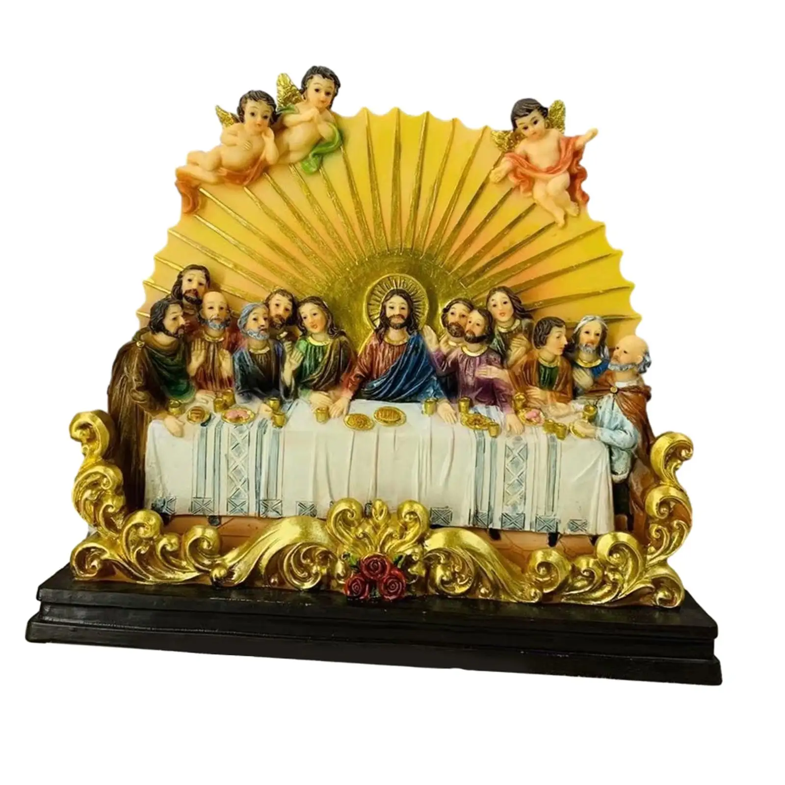 Resin Last Supper Statue Sculpture Decorative Crafts Tabletop Figurine for Office Home Living Room Ornaments Collection Gifts