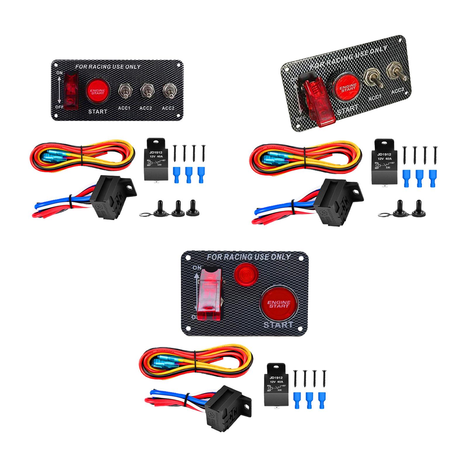 12V Ignition Switch Panel Durable Engine Start Push Button Set Replacements for 12V Racing Vehicle Caravans Marine Outboard