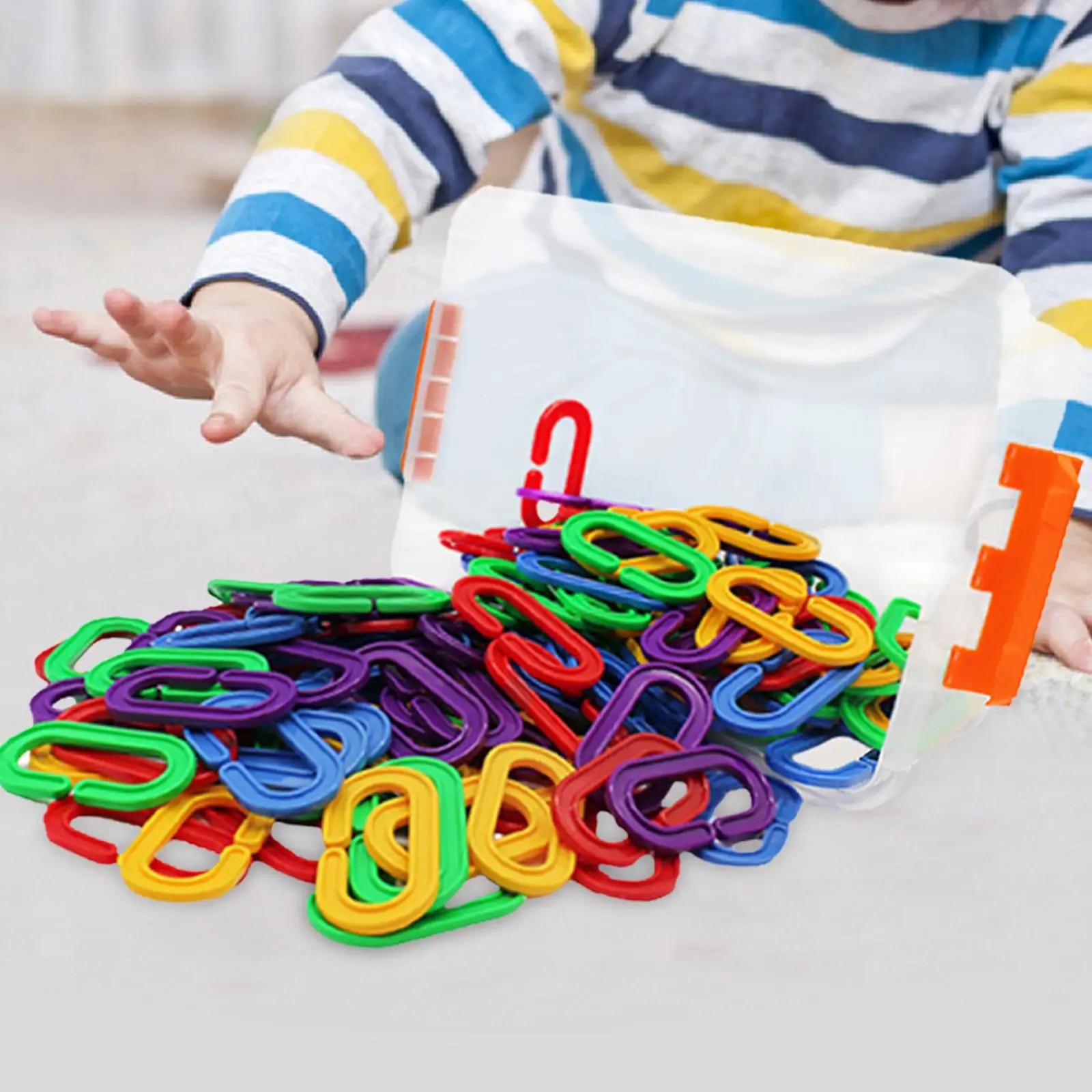 150Pcs C Hook DIY Toys Counting and Sorting Educational Sensory Toys Chain Links for Playroom Preschool Kids