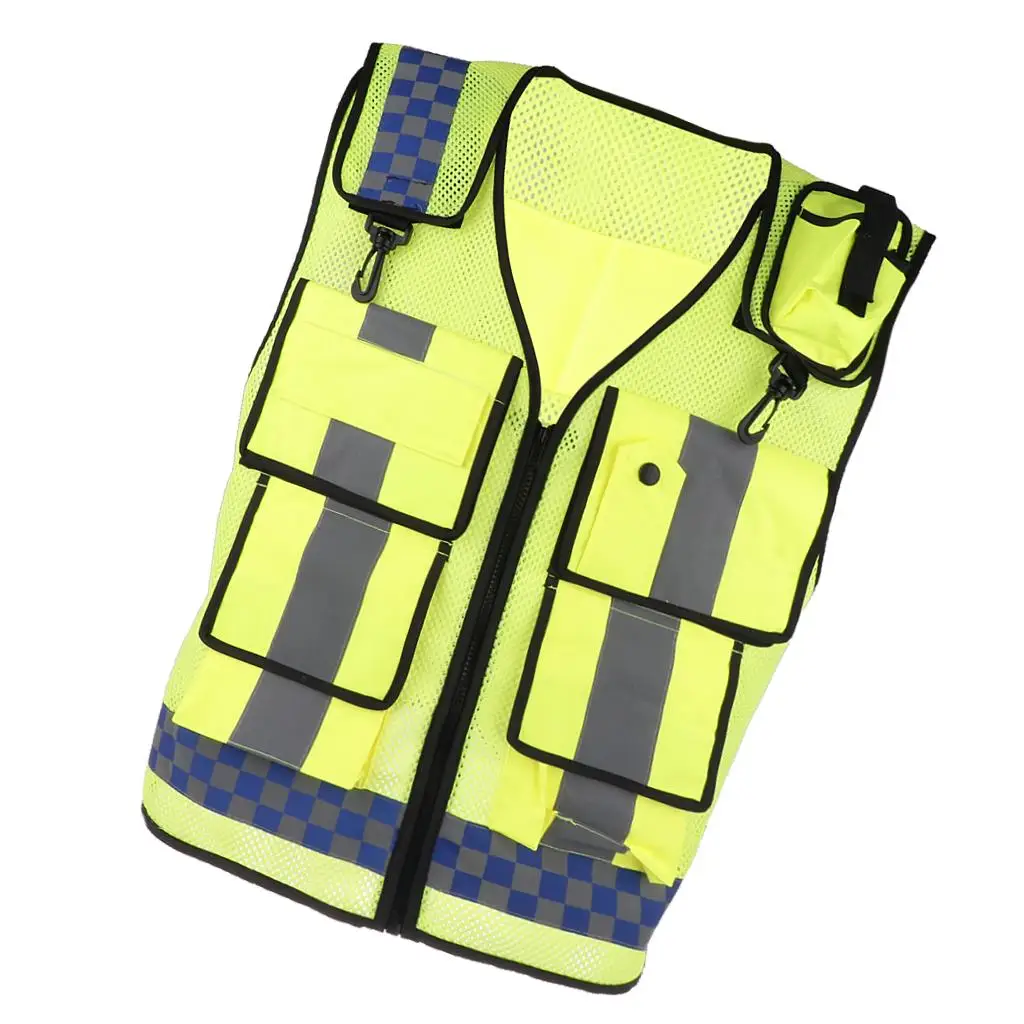 Multi  High Visibility Zipper Front Safety  With Reflective Strips