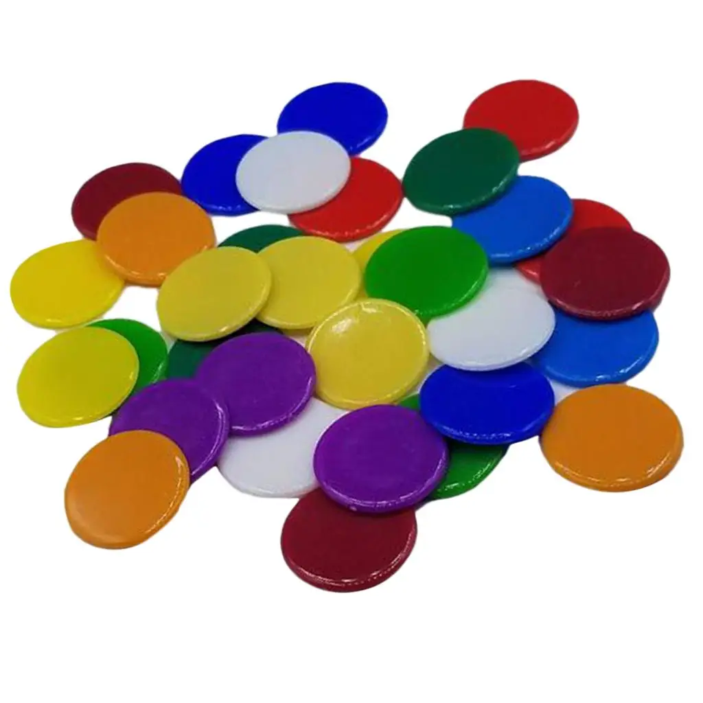 100 Pieces Counters Counting Chips Bingo Markers, 19mm Mixed Colors Chips for Games,  to Choose