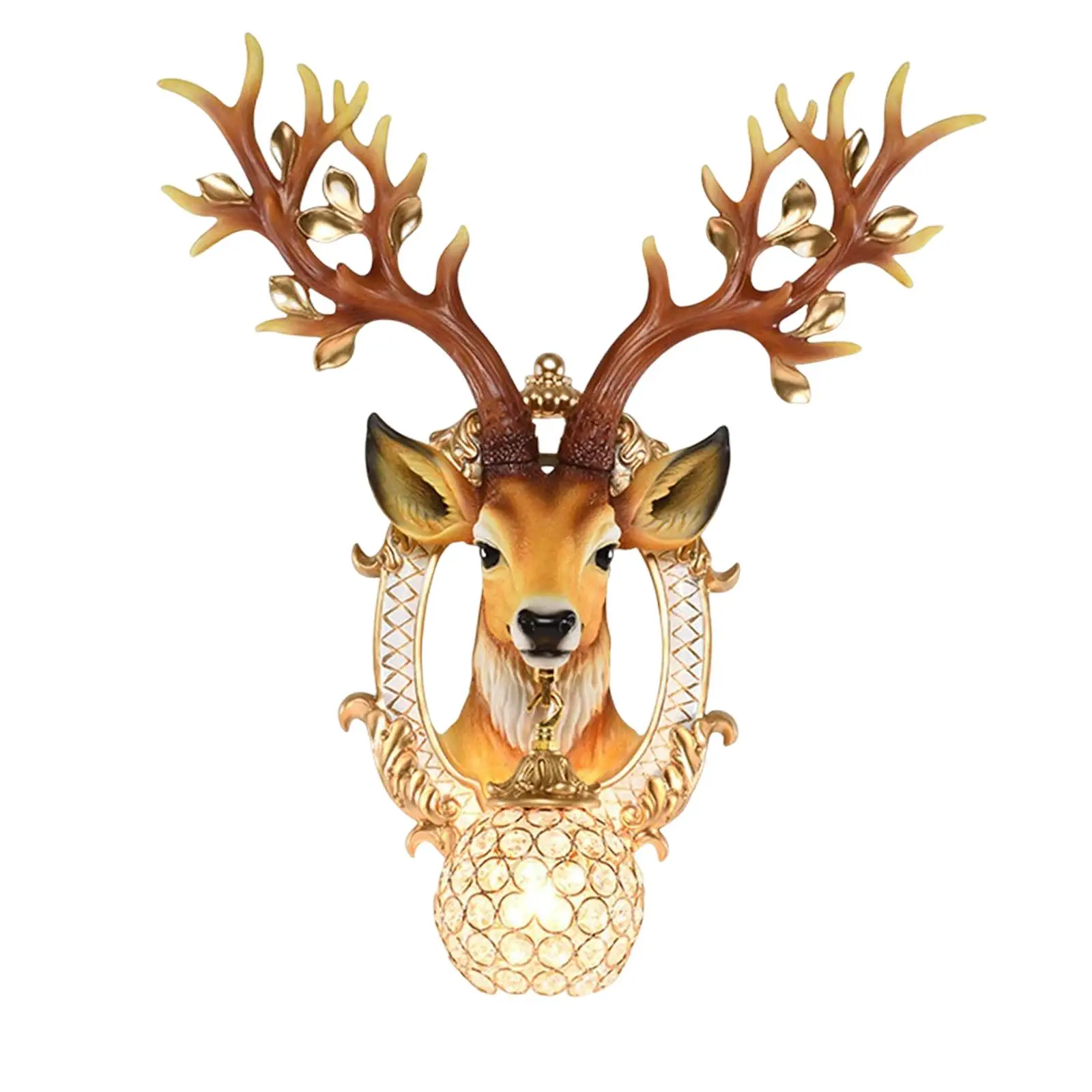 Nordic Antler Sconce Antler Lamp Crystal Lampshade Fixture Deer Wall Lamp for Loft Porch Entryways Hallway Kitchen