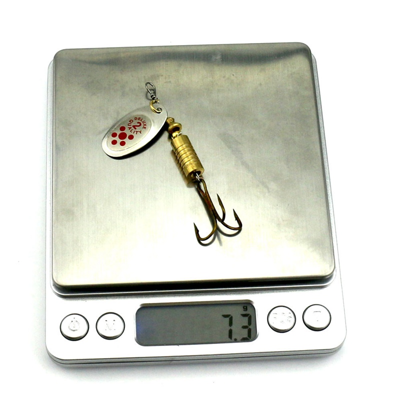 1PCS Metall Überzug Spinner Köder 6,7 cm/7g Harter Löffel Bass Lockt Metall Angeln Locken mit Feder Drillinge für Hecht Angeln – Detail 7