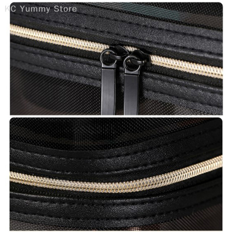 Description Picture 3 of itemHigh Capacity Transparent Mesh Makeup Bag Black Zipper Pouch Travel Storage Bag Toiletry Bag Makeup Pouch Women Cosmetic Bag
