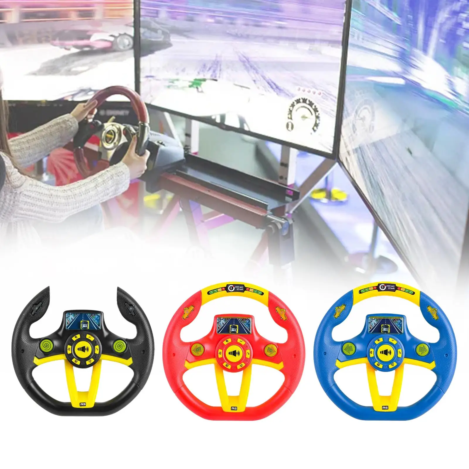 Round Steering Wheel Toy with Lights Busy Board DIY Accessory for Outdoor Playground Amusement Park Birthday Gifts