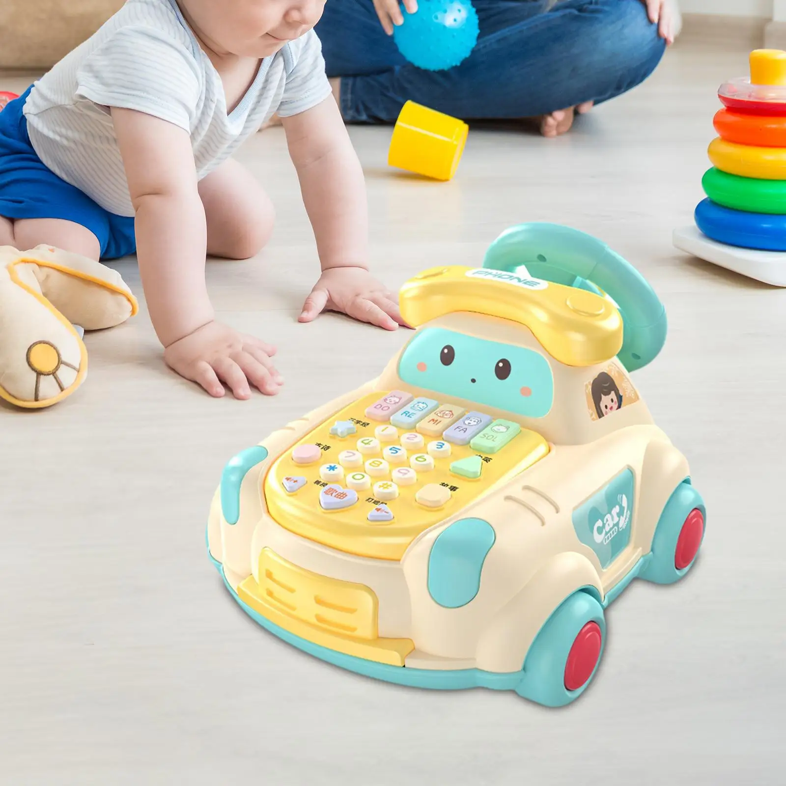Children Phone Toy Hand Eye Coordination Pretend Play Pull Toys Music Light Phone Toy for Game Learning Preschool Interaction
