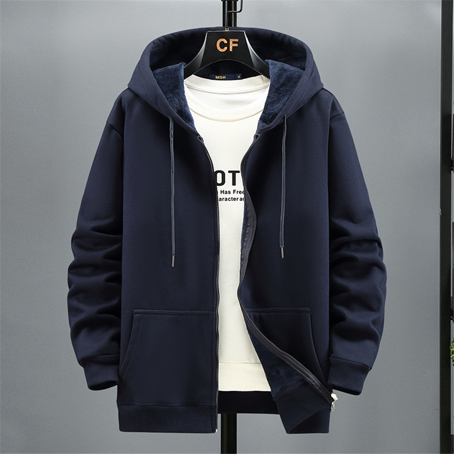 2024 Men Zip Oversized Hoodie Plus Sized Fleece Hood Long Sleeve Top Male Sweatshirt Zipper Loose Baggy Big Size Plus Large 12XL