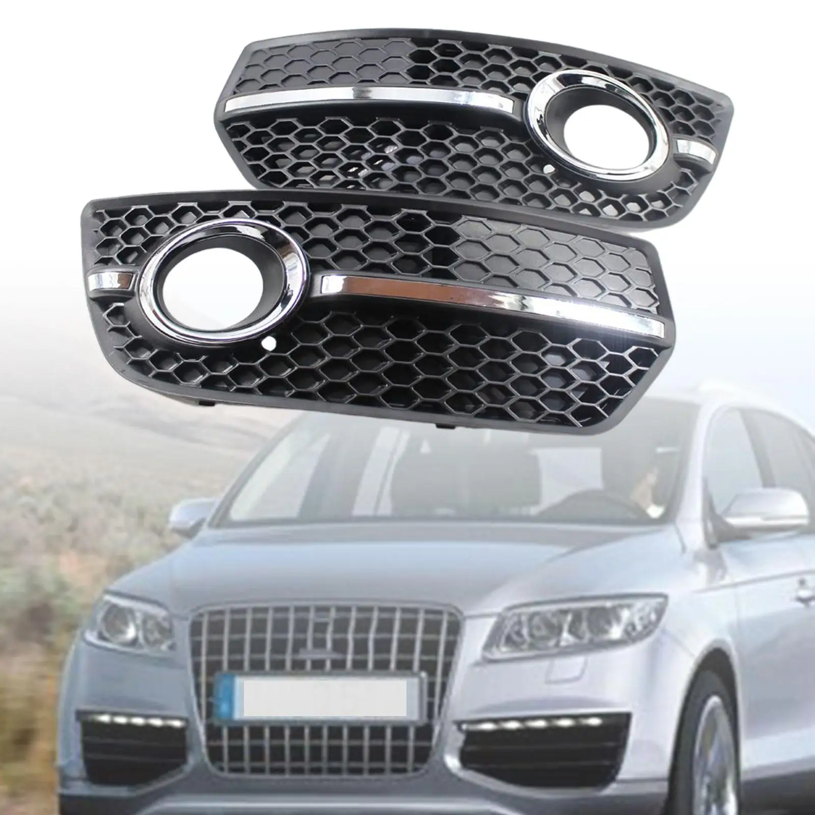 2 Pieces Car Front Bumper Fog Light Lamp Cover Trims Grill for Audi Q5