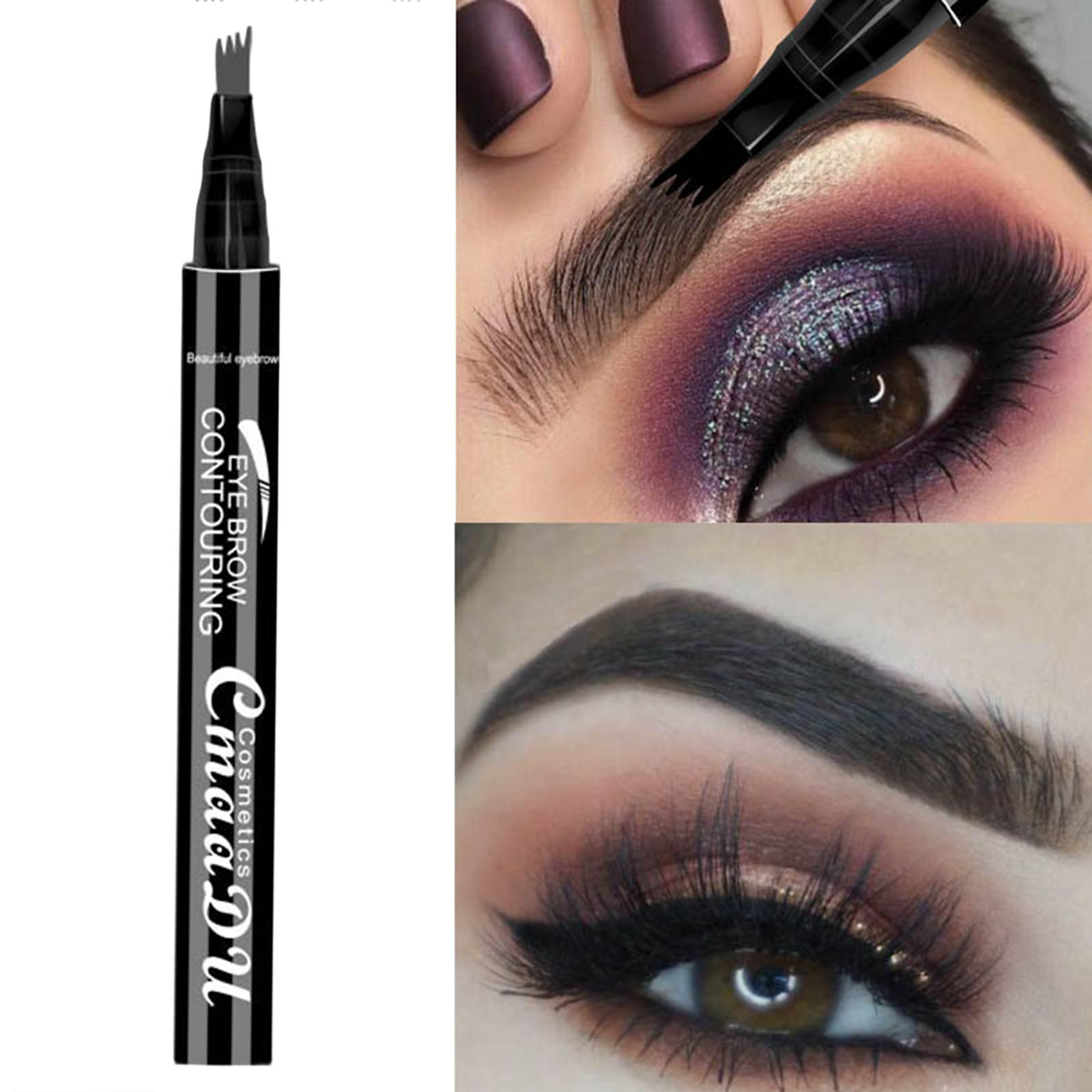 4 Points Eyebrow Pen Waterproof Natural Make up Tint Applicator Stays On All Day 3D Liquid Brow Pencil for Women Beginners Salon