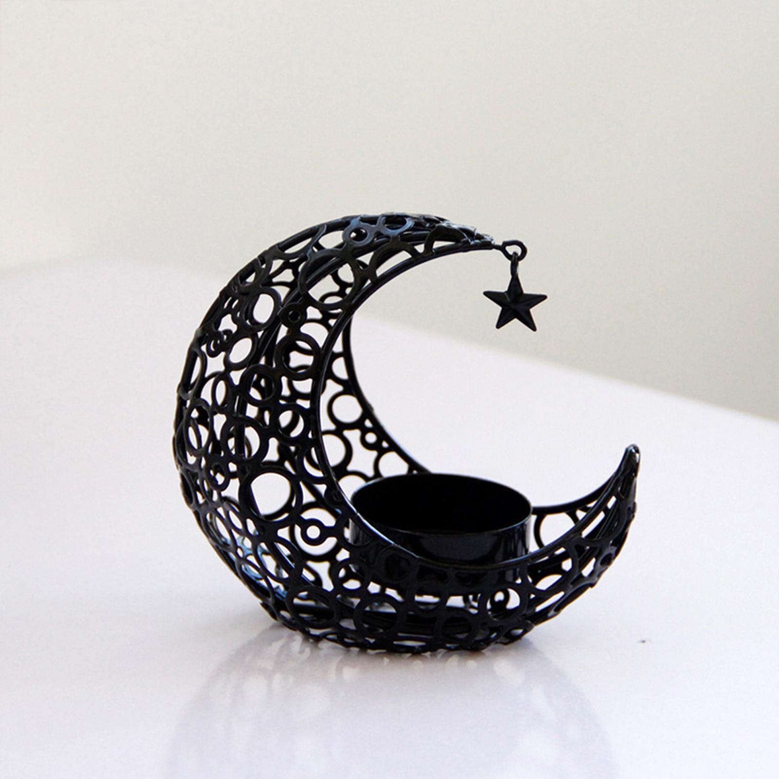 Eid Moon Star Candlestick Islam Metal with Cup Party Supplies Handicraft Moon Shape for Gift Desktop Muslim Festival Home Decor