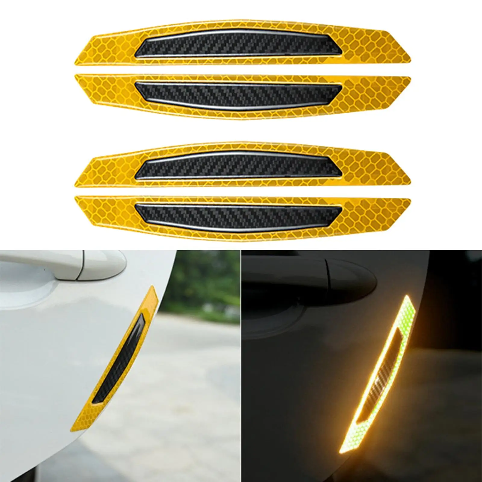 4 Pieces/ Reflective Stickers Car Door Side Sticker Decal Warning Tape Reflective Strips