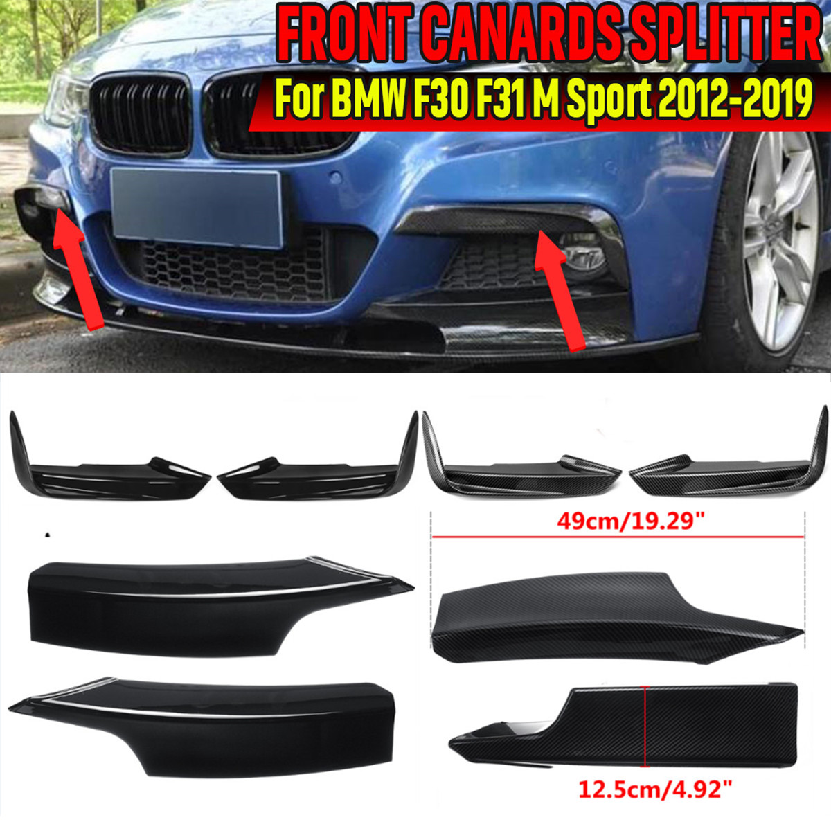 Paar Nebel Licht Lampe Augenbraue Rahmen Abdeckung Für BMW F30 F31 F35 M Sport 2012-2019 Auto Frontschürze lip Splitter Canards Spoiler – Detail 1