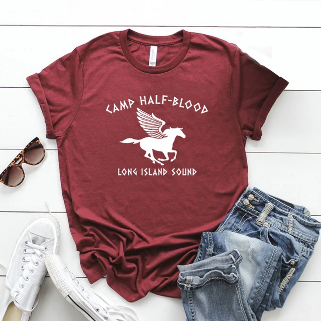 Camp Half Blood Long Island Sound Womens Cropped Tops Y2k Summer Fashion  Graphic T Shirt Ladies