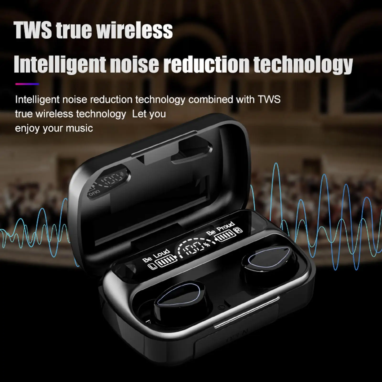 TWS Earbuds 150H Standby Time V5.3 with 1200mAh Charging Box Mini Headphones for Sports Driving