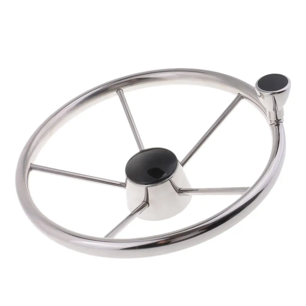 Universal Stainless Steel 5 Spoke Boat Yacht Steering Wheel 3/4 inch Shaft with