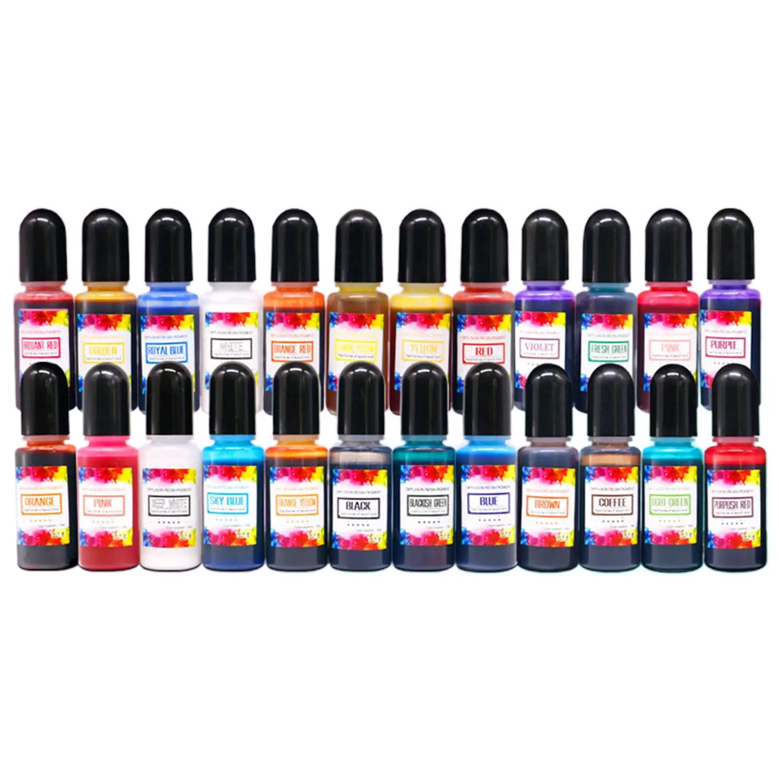 24x Vibrant Inks Epoxy Resin Pigment Vibrant Color Colorant Liquid Dye Color Drawing Tumbler Making Scrapbook DIY Crafts