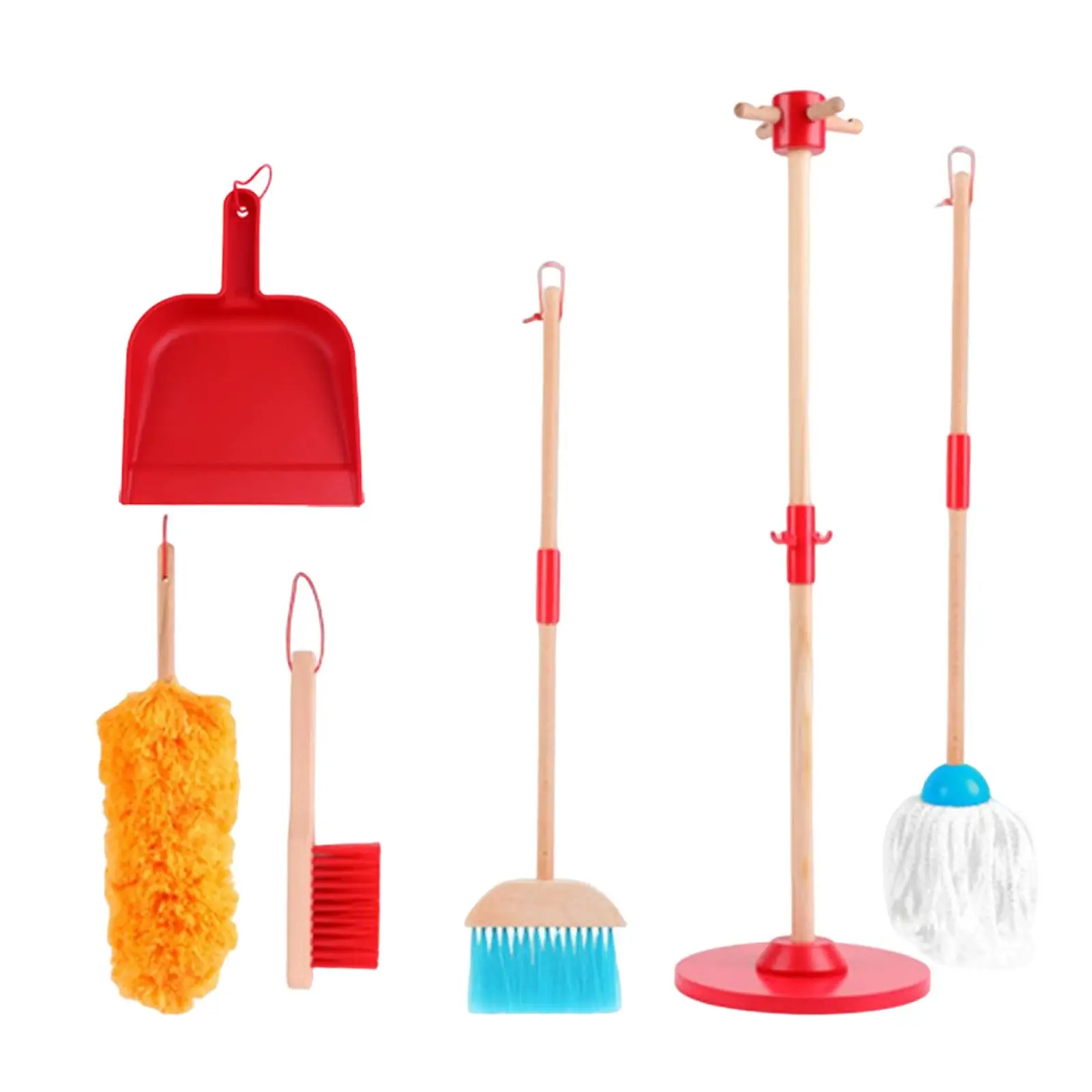 6  Household Cleaning Set for Kids Broom Brush Mop Dustpan Vacuum Cleaner Toys for Girls Boys Ages -6 Years Old Around