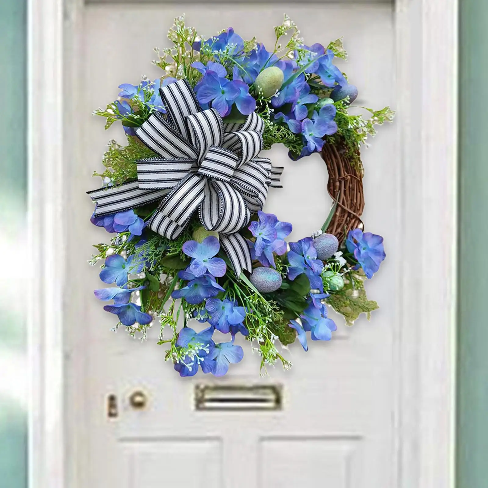 Easter Eggs Wreath Spring Eggs & Flowers Front Door Wall Decor Holiday Decoration