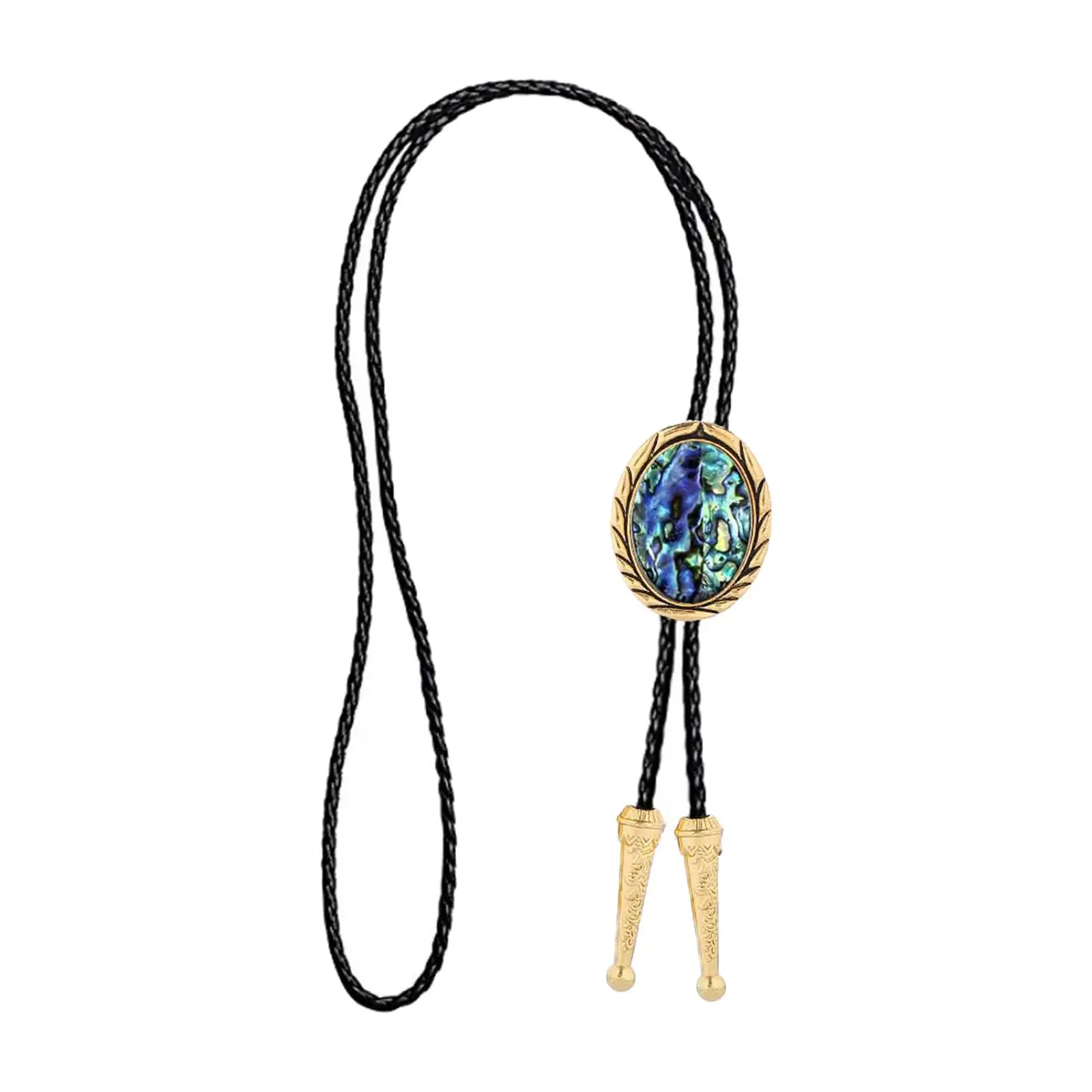 Bolo Tie Necktie, Oval Pendant PU Leather Rope Shirt Costume Accessories for Woman Unisex