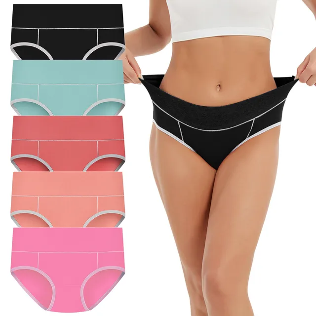 5 Pieces Underpants Patchwork Color Underwear Panties Bikini Solid