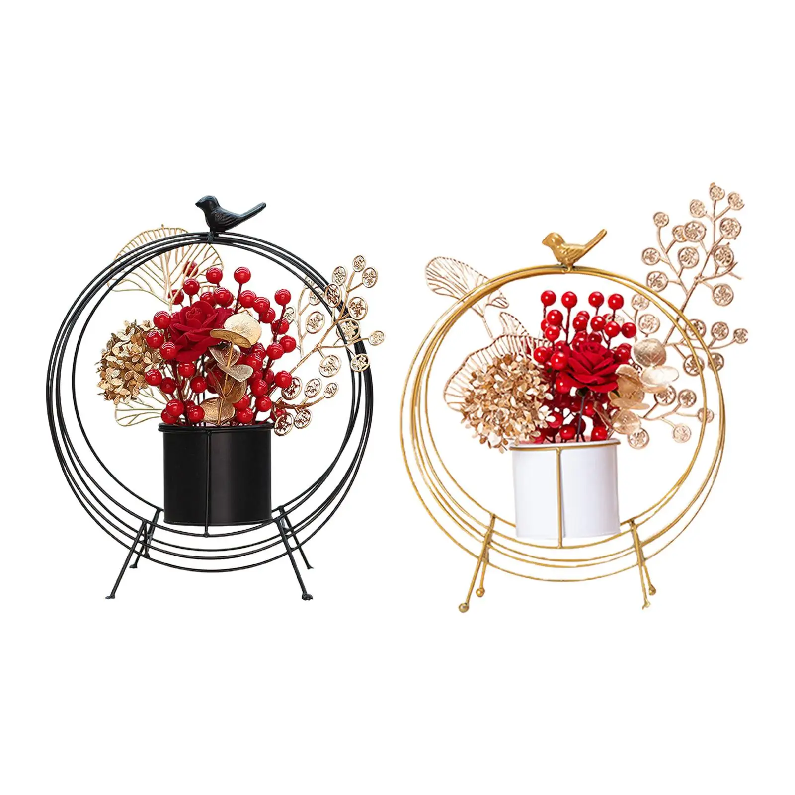 New Year Flower Basket Decoration Photo Props Red Berries Fall Ornament for Spring Festival Party Home Autumn Thanksgiving