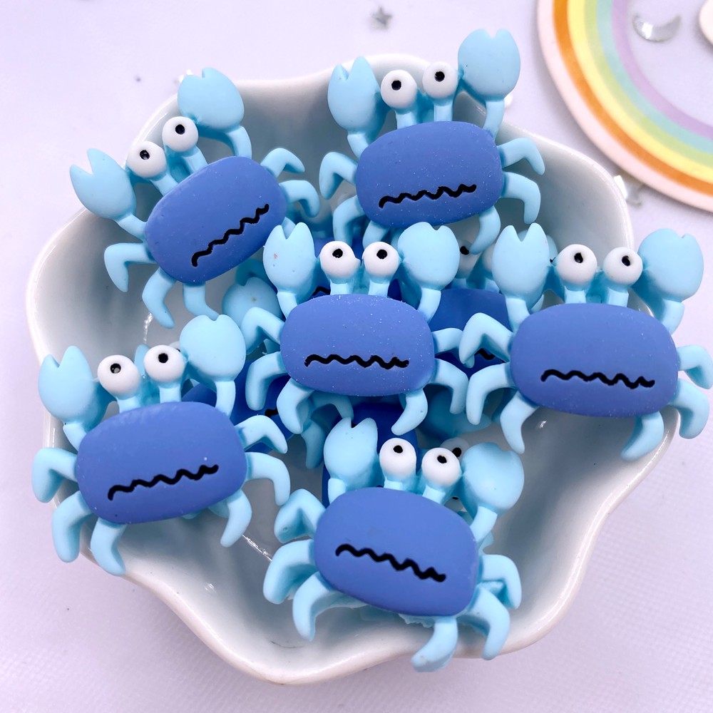 10 stücke Bunte Harz Kawaii Krabbe Ozean Tier Flatback Cabochon Stein Hause Figuren Sammelalbum DIY Zubehör Dekor Handwerk – Detail 2