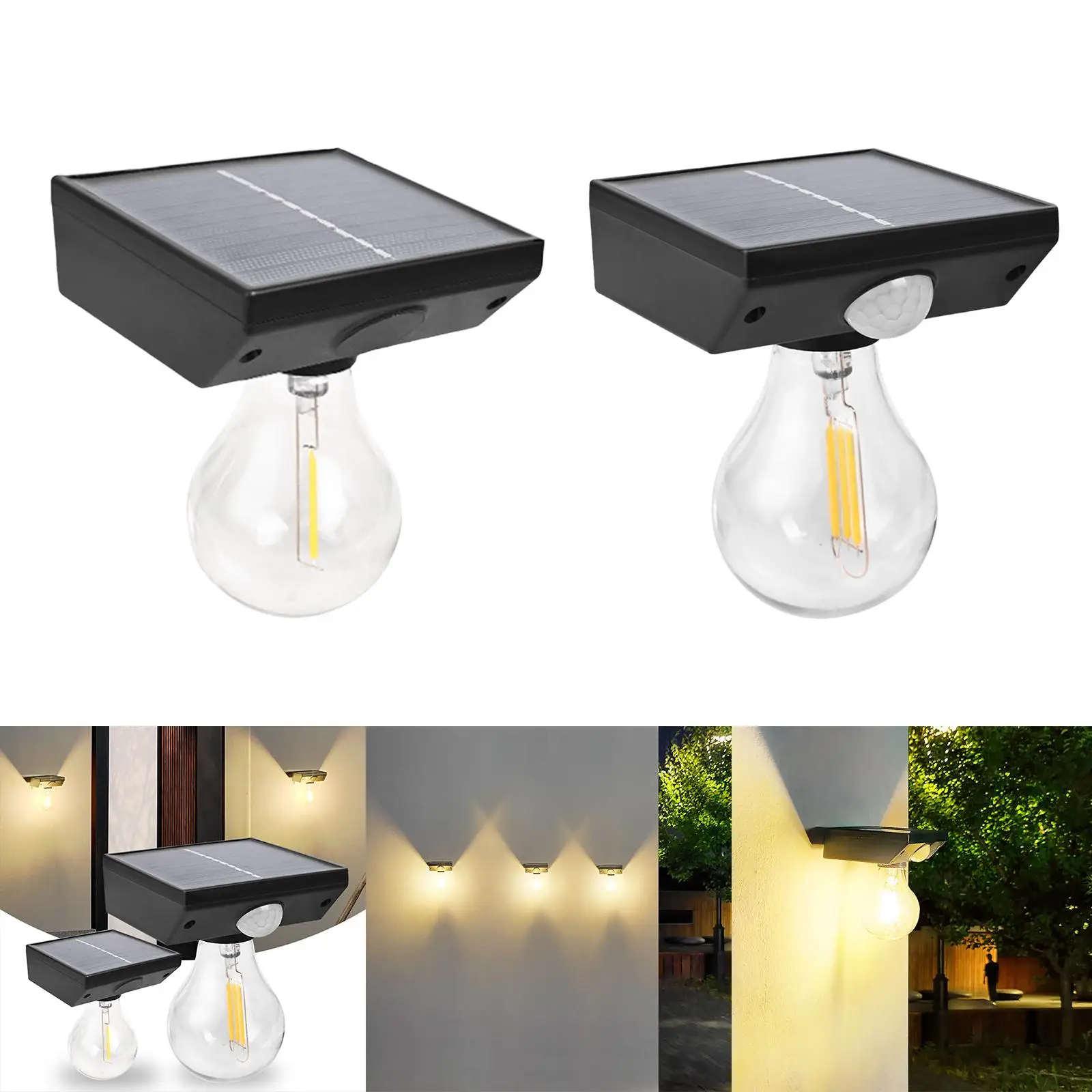 Solar LED Tungsten Filament Bulb Automatic Light Sensors Lamps Bulbs for Fence Outdoor