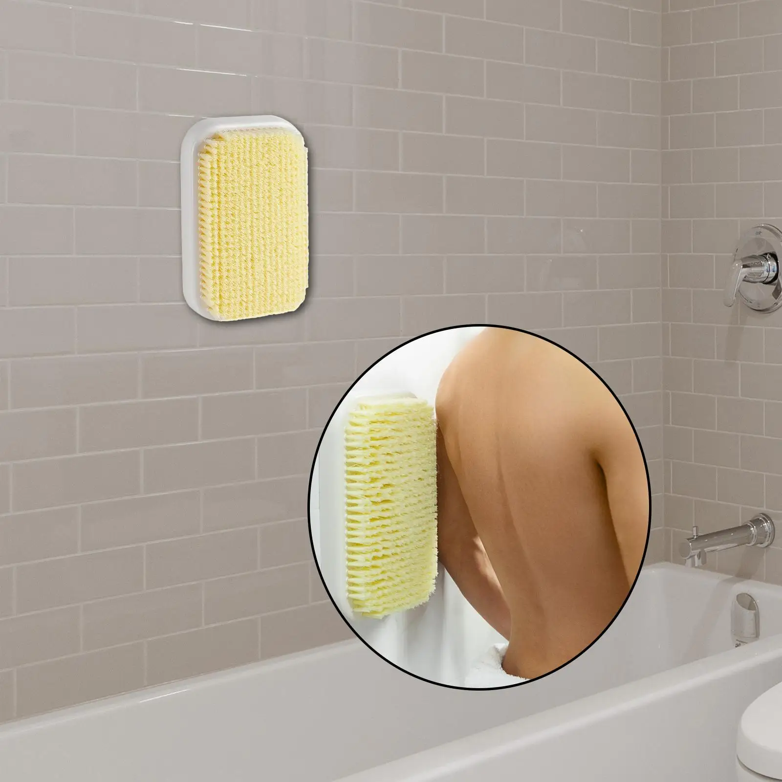 Back Brush Wall Mount Soft Nylon PP Cleaning Accessories Comfortable for Hotel Travel